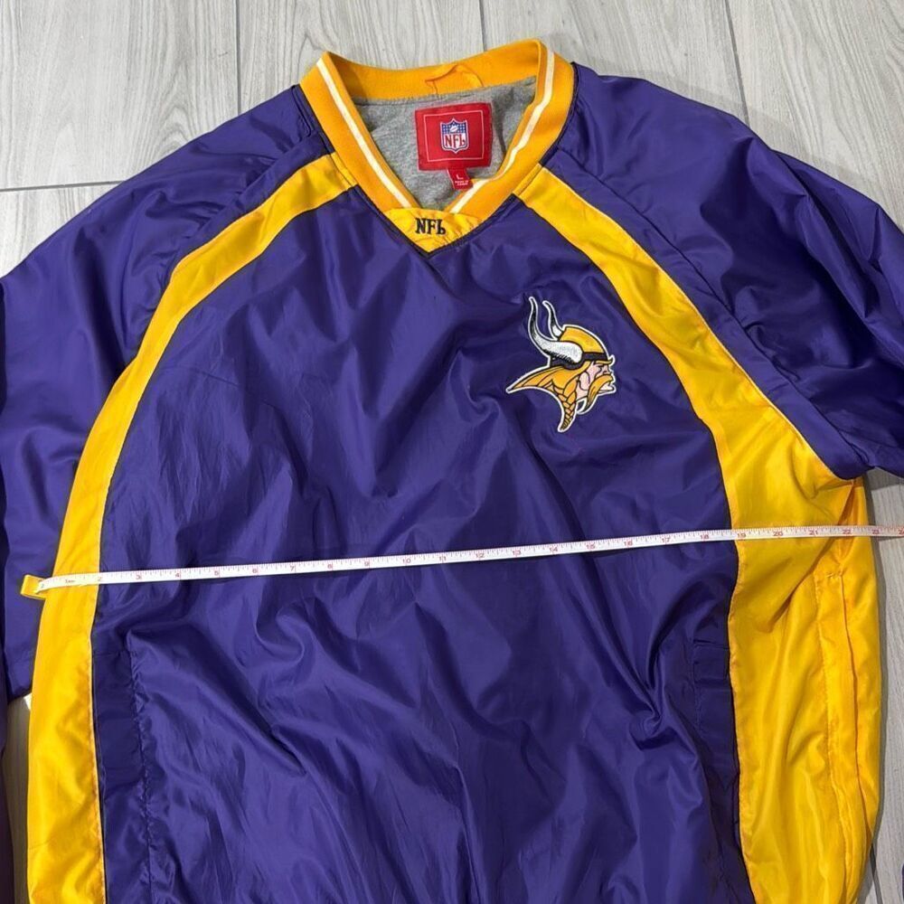 MInnesota Vikings NFL Embroidered Logo Pull Over Windbreaker Jacket Size Large E - Picture 4 of 9